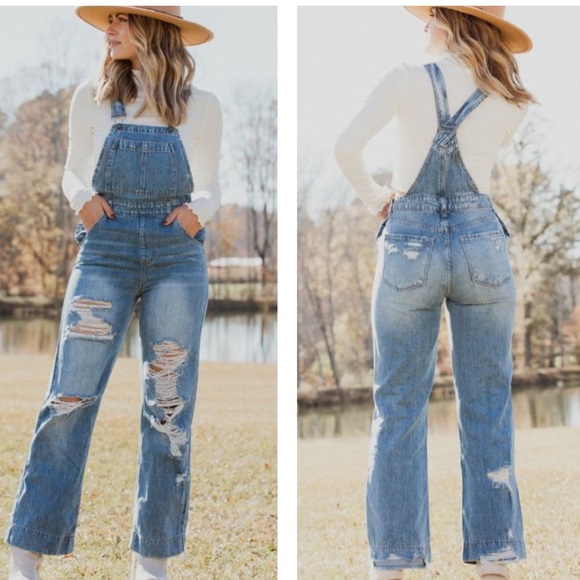 New Kancan Distressed Denim Overalls - Picture 3 of 4